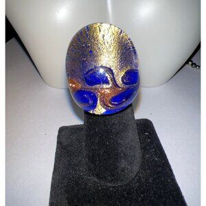 Vintage Glass Marble Ring -- Size 8